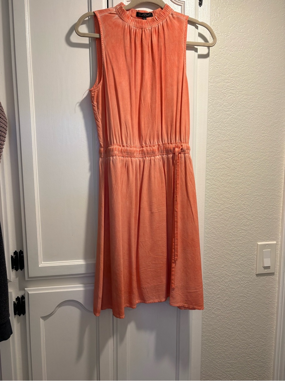Velvet Heart Coral Sleeveless Midi Dress Tie Waist Size S